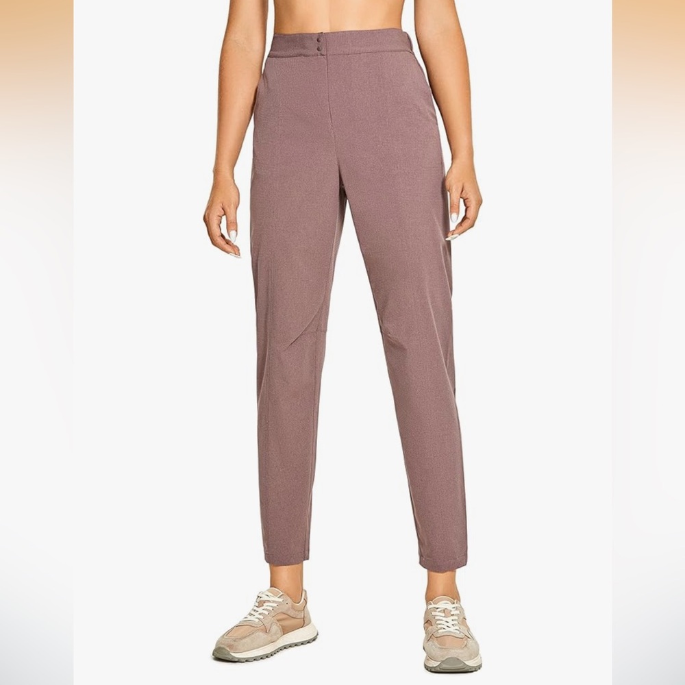 CRZ YOGA Women's Lightweight Breathable Workout Zip-Fly Elastic High Waist Pants